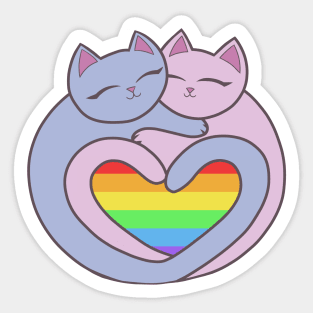 Rainbow Pride Heart Cats Kawaii Sticker